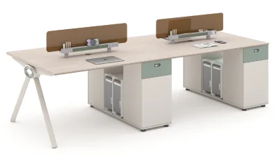 Simple and Modern Wooden Office Desk and Chair Set-Four-Seater Commercial Furniture