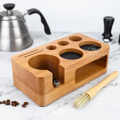 Wood Tamping Station Anti-Slip Pads Espresso Knock Box Espresso Machine Accessories Kit Luxury Material and Design