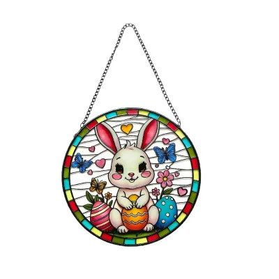 Sunshine Catcher Glass Hanging Pendant Cartoon Cute Rabbit Wall Hanging Home Decoration
