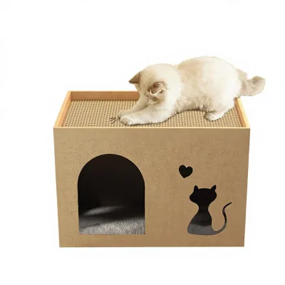 Cat Grab Board Carton House Four Seasons Universal Two-Layer Cat Nest Corrugated Cat Toy Wear-Resistant Square Paper Box Cat