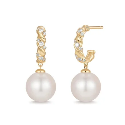 Gemnel Delicate 925 Sterling Silver Jewelry Gold Plated Dangling Shell Pearl Drop Earrings
