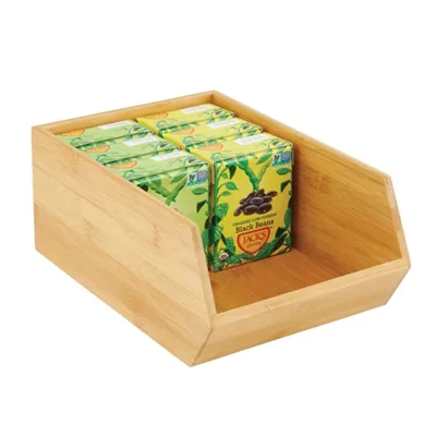 Kitchen Cabinet Pantry Organizer Stackable Eco-Friendly Storage Baskets Multifunction Bamboo Storage Boxes & Bins