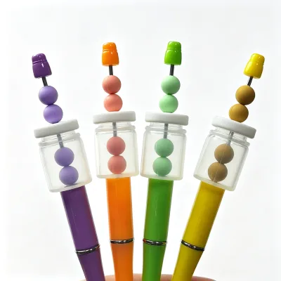 DIY Silicone Focals Focus Beads  - Hand-assembled Hollow Transparent Case Beaded Pencil - Macaroon Solid Color Beaded Pen