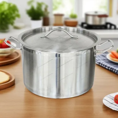 Wholesale Commercial High Quality Large round Shape Stainless Steel Stockpot with SS Lid 6L-106L Induction Pot