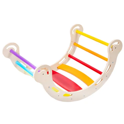 Kids Montessori Wooden Climbing Arch Ladder Climbing Toys Wooden Rainbow Rocking Chair Baby