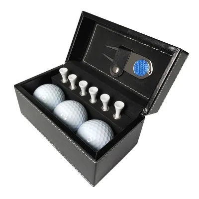 Golf Leather Case Set with Fork and Pin Set Golf Gift Set Practice Accessories Box