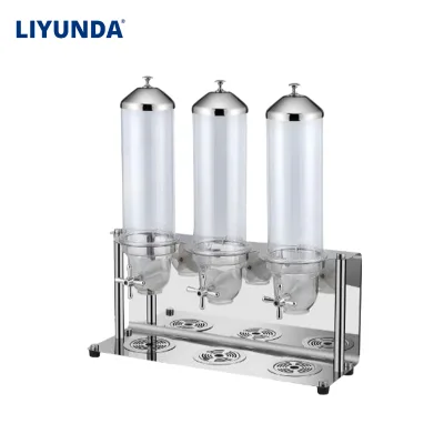 Liyunda Wooden & Stainless Steel 7L Cereal & Grain Dispenser with Separation and Lid for Buffet Use