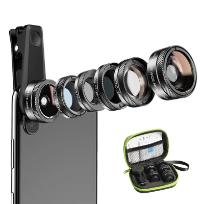 New Mobile Accessories Universal Clip-on Premium HD Camera Cover Wide Angle Fisheye 6in1 Filter Lens Kit for Smartphone