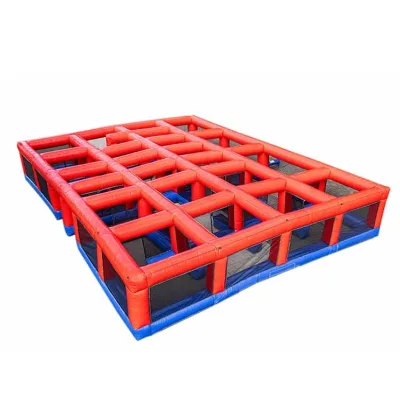 Giant Red Inflatable Maze 8x8m Inflatable Haunted House Maze extreme Inflatable Big Corn Maze