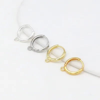 Simple Earrings Hook W/Loop 14k Gold 18k Gold Brass Round Hoop Earrings Finding for Pendant Earrings Making Fitting Ear Clasp