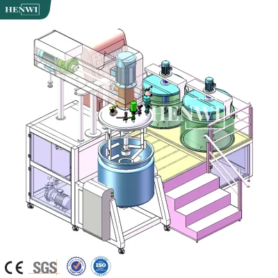 Henwi 100-500Lters Emulsifying Mixer Vacuum Spray Shoe Oil Making Machine Equipment Steam Vacuum Emulsifying Mixer Machine
