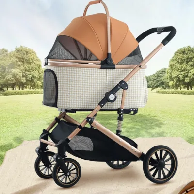 OEM ODM Dog Carrier Waterproof PU Leather Pet Trolley with 4-Wheel One-Hand Folding Large Cabin for Dogs & Cats