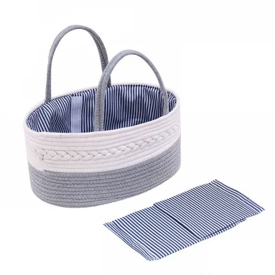 Hot Sale Washable Separated Cotton Cord Baby Care Storage Basket Diapers Storage Basket Cosmetics Sundries Storage Box
