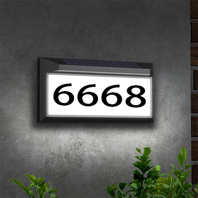 LED Solar Address Sign House Number Illuminated Solar Address Plaque Street Outside Garden Driveway Solar Door Number with Light