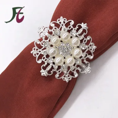 Pearl Beaded Jeweled Napkin Ring square Shape Cheap Napkin Holder