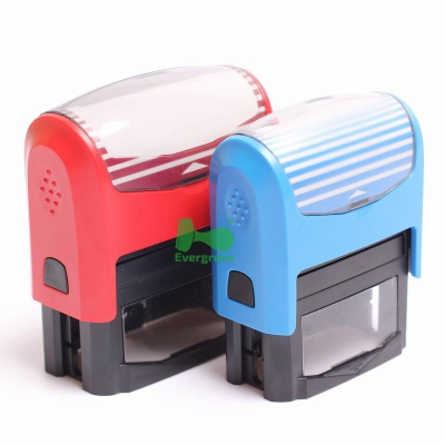 Multi Handle Colors Plastic Self-Inking Office Stamps Rectangle 2-Lines