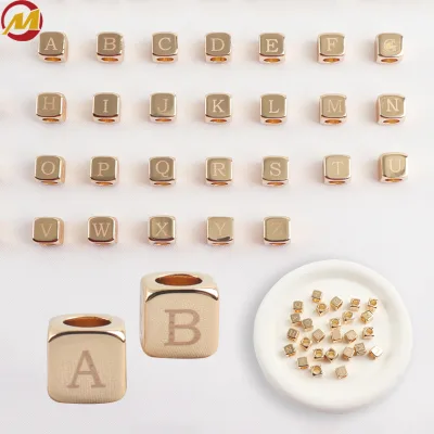Dice 9 12 15mm Custom Engraved Logo Slider Letter Charm Square Metal Alphabet for DIY Necklace Bracelet Fashion Gold Silver Bead