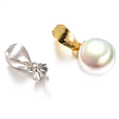 Ehao Jewelry 18k Gold Melon Seed Buckle Pearl Wax jasper Empty Tray DIY Pendant Findings Accessories Factory Direct Wholesale