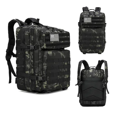 Low MOQ 900D Oxford Hiking Backpack 45L Molle Pouch Assault Pack Camping OEM Tactical Backpack