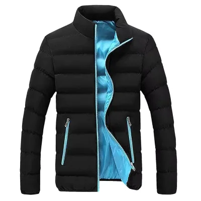 Men's Bomber Puffer Jacket Zipper Closure Windproof Reflective Light Plus Size Autumn Season Hooded