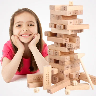 New Wooden Building Blocks Toy Stacker Extract Building Game Educational Toy Kids Gift