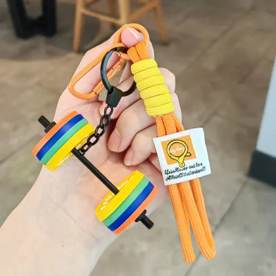 Fun Soft Rubber Weightlifting Barbell Keychain Gym Keychain Sports Gift Wholesale