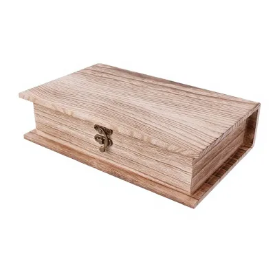 Engraving Wooden Jewelry Box Book Shape Paulownia Wood 1-3L for Home Decor Storage & Organizer