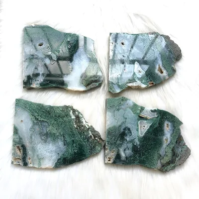 Wholesale Natural Polished Moss Agate Stone Slab Raw Gemstone Crystal Slices