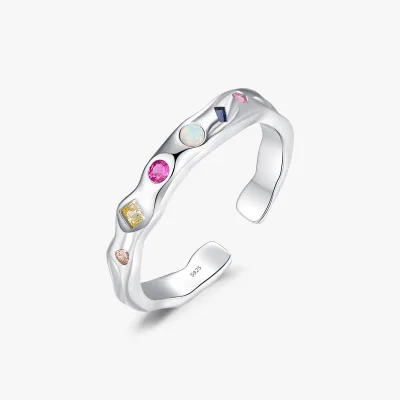 Original Design Fine Jewelry Gift for Women 925 Sterling Silver Rhodium Trendy Colorful Zirconia Geometric Wedding Party