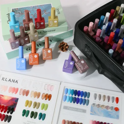One Bottle One Color 66 Colors Set 15ml Nail Polish Custom logo Luxury Semi Permanent Varnish High Pigment Shiny Gel Polish
