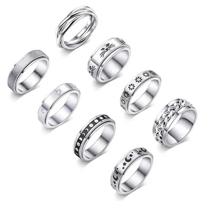 Hot Sale Multi-styles Fashion Titanium Steel Rotational Rings Popular Spinners Couples Finger Ring