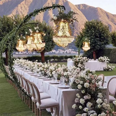 Wedding Light Props Chandelier Stand Luxury Metal Light Hanger Iron Curved Frame for Outdoor Wedding Events Party Dinner