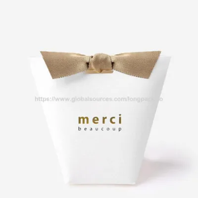 Paper bag, Custom luxury gold hot stamping paper gift bag with ribbon