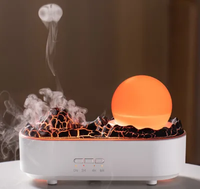 New USB Volcano and Crystal Ball Aromatherapy Machine for Home Use, Desktop Creative Ornament, Bedroom Nightlight Aroma Diffuser