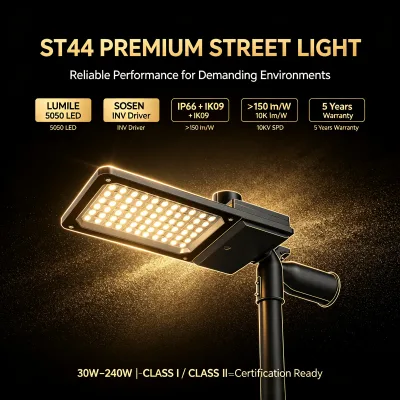 CHZ ST44 CLASS I AC LED Street Light 30W LUMILE 5050 150lm/W IP66 IK09 TYPE II Beam Solar AC