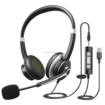 computer headset 3.5mm Jack office headphones with microphone,Inline Control 40MM audio driver office headset