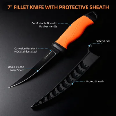 Speed Demon Pro Fishing Knife G4116 German Stainless-Steel Razor Sharp Non-Slip Protective Sheath for Fillet & Boning