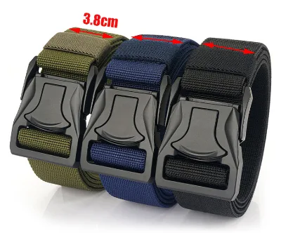 Custom logo Outdoor Sports Imitation Nylon Training Belt Elastic Woven Belt Men's Casual Belt With Press Button