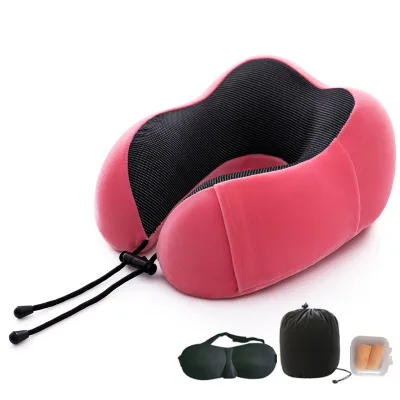 Factory Wholesale Customizable Portable U-Shape Airplane Travel Pillow Memory Foam Skin-Friendly Breathable Neck Wrap Wearable