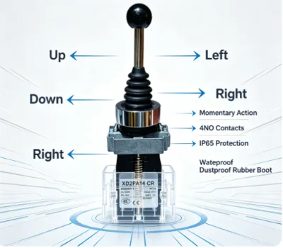 XD2PA14 CR 4-Direction Joystick Switch 220V 10A 22mm Spring Return Momentary Cross Controller Switch for Crane and Hoist Control