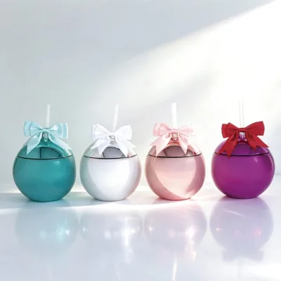 Round Spherical-shaped Straw Cups, Water Cups for Parties and Festivals, Beverage and Juice Mugs