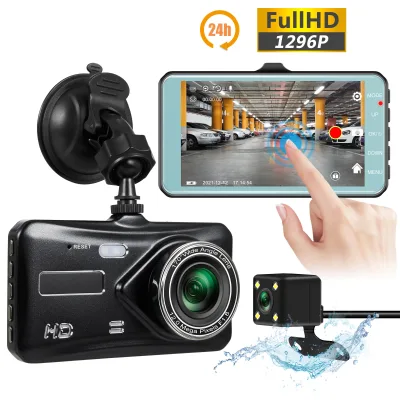4-inch Dual-lens Dash Cam with G-sensor, 2 Lenses, Touch Screen, Automatic Camera,