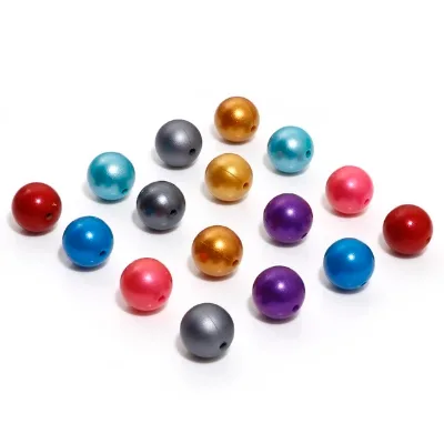 Factory Direct Silicone Metallic Beads 15mm Food Grade Silicone Loose Beads for Beaded Pens Making