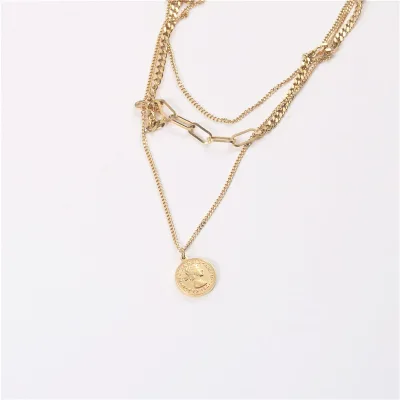 Fashion Multi Layered Necklace Stainless Steel Statement Necklace Jewelry Wholesale
