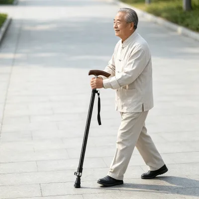 Portable 2 Section Carbon Fiber Telescopic Walking Cane Adjustable Walking Stick for Elderly Travel and Daily Use