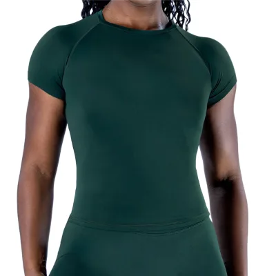 Cross-border Seamless Fitness Short-sleeved Yoga Suit High-elastic Abdominal Sweat-wicking Top Tight Sportswear for Women
