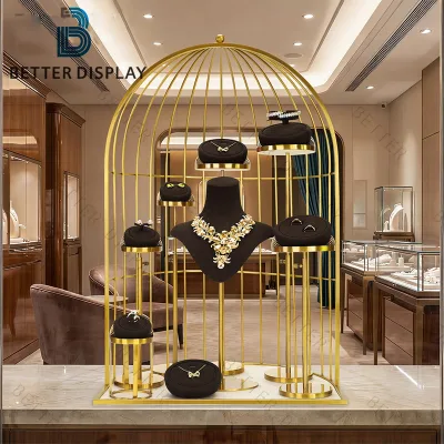 Jewellery Store Window Showcase Pendant Earring Ring Brown Microfiber Velvet Leather Display Prop Stands Mannequin Bust Full Set