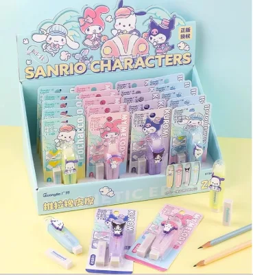 new Sanrioes School Kids push-pull Eraser Cartoon Cute Anime Character Melody KT cat Erasers Wholesale