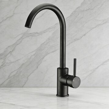 High-grade Brass Kitchen Mixer - Single-handle Faucet with Electroplated Matte Black Design Stylish and Aesthetic