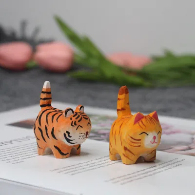 Wholesale Popular Wooden Small Animal Pendant Wood Carving Little Animal Craft Cartoon Cute Wood Carving Gift